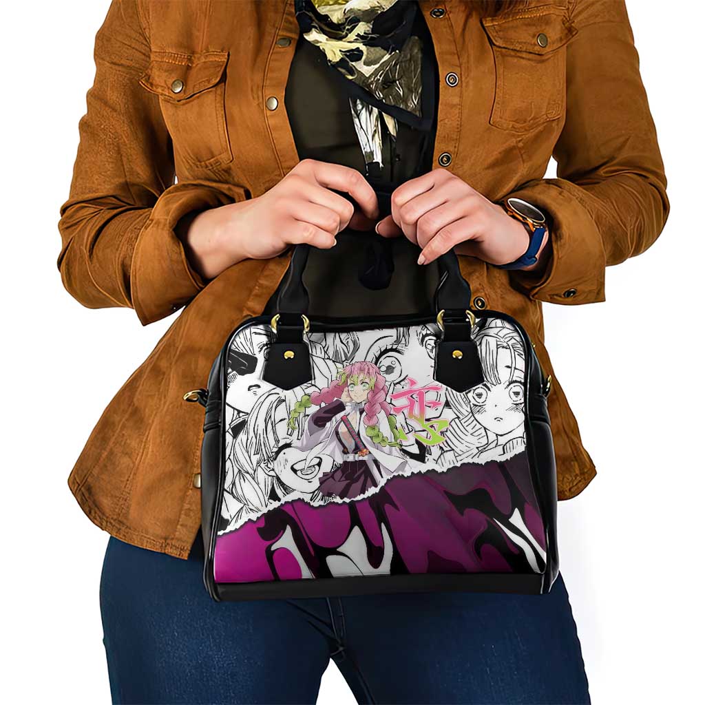 Mitsuri Kanroji Demon Slayer Manga Collage Shoulder Handbag with Pink and Purple Love Hashira Aesthetic - The Mazicc