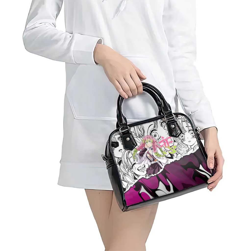 Mitsuri Kanroji Demon Slayer Manga Collage Shoulder Handbag with Pink and Purple Love Hashira Aesthetic - The Mazicc