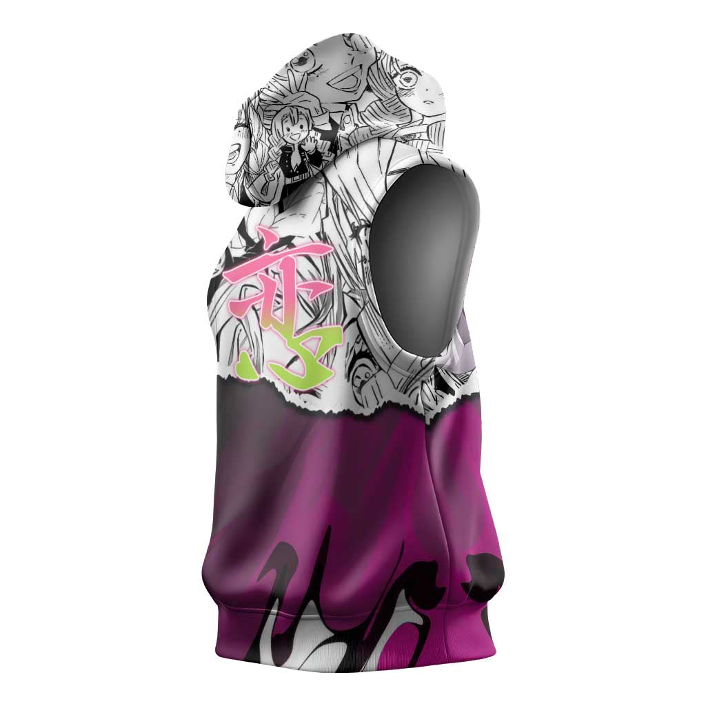 Mitsuri Kanroji Demon Slayer Manga Collage Sleeveless Hoodie with Pink and Purple Love Hashira Aesthetic - The Mazicc