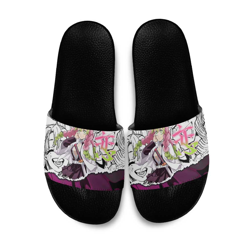 Mitsuri Kanroji Demon Slayer Manga Collage Slide Sandals with Pink and Purple Love Hashira Aesthetic - The Mazicc