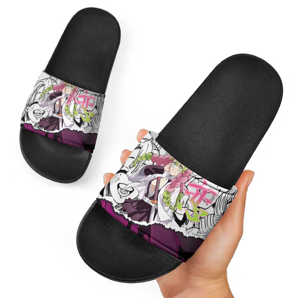 Mitsuri Kanroji Demon Slayer Manga Collage Slide Sandals with Pink and Purple Love Hashira Aesthetic - The Mazicc