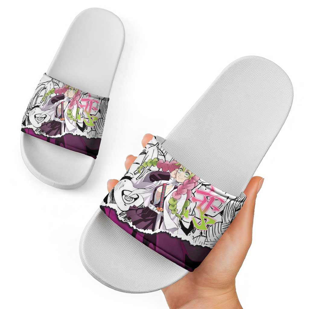 Mitsuri Kanroji Demon Slayer Manga Collage Slide Sandals with Pink and Purple Love Hashira Aesthetic - The Mazicc
