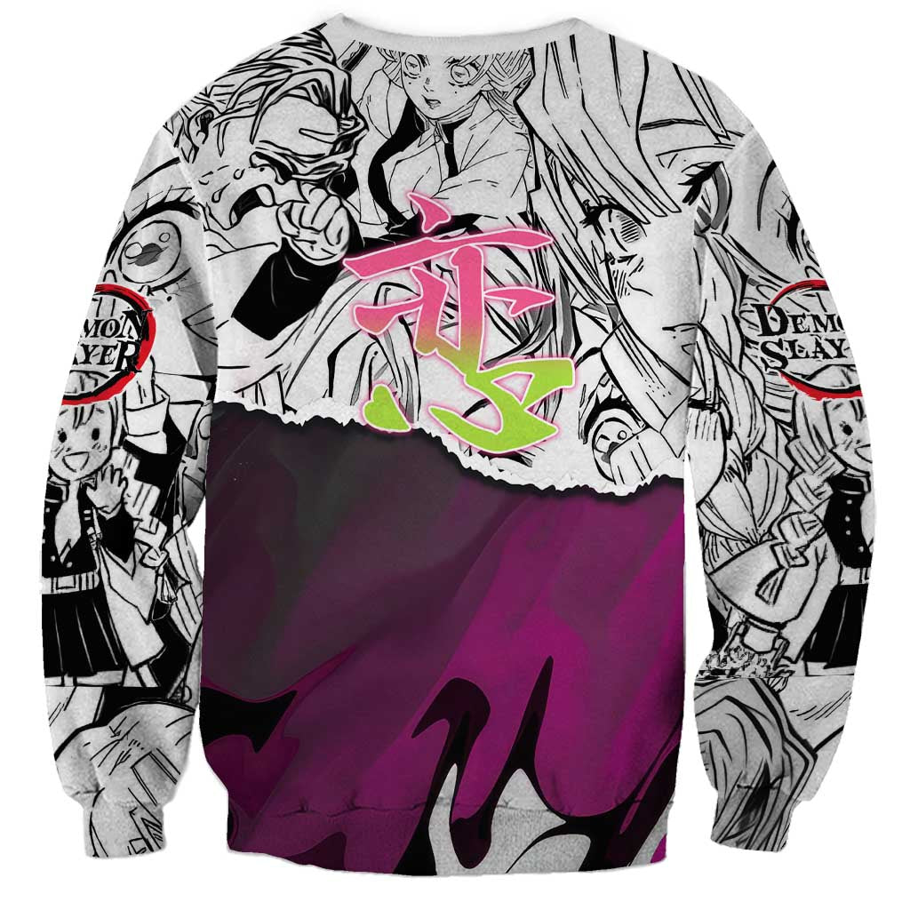 Mitsuri Kanroji Demon Slayer Manga Collage Sweatshirt with Pink and Purple Love Hashira Aesthetic - The Mazicc