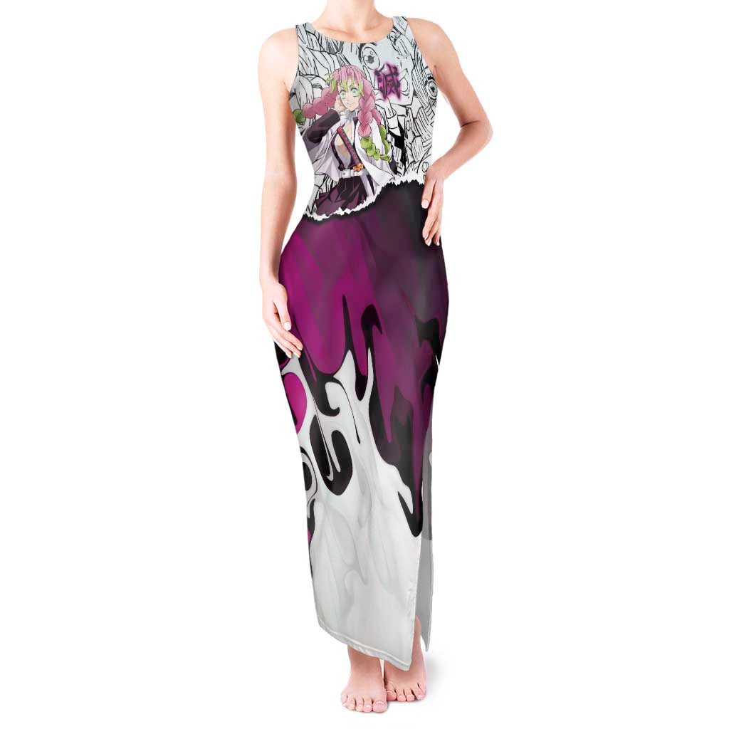 Mitsuri Kanroji Demon Slayer Manga Collage Tank Maxi Dress with Pink and Purple Love Hashira Aesthetic - The Mazicc