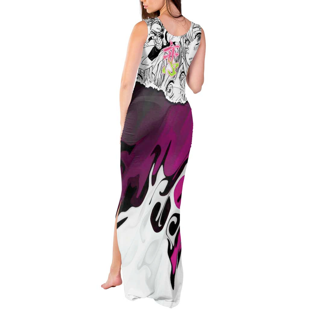 Mitsuri Kanroji Demon Slayer Manga Collage Tank Maxi Dress with Pink and Purple Love Hashira Aesthetic - The Mazicc