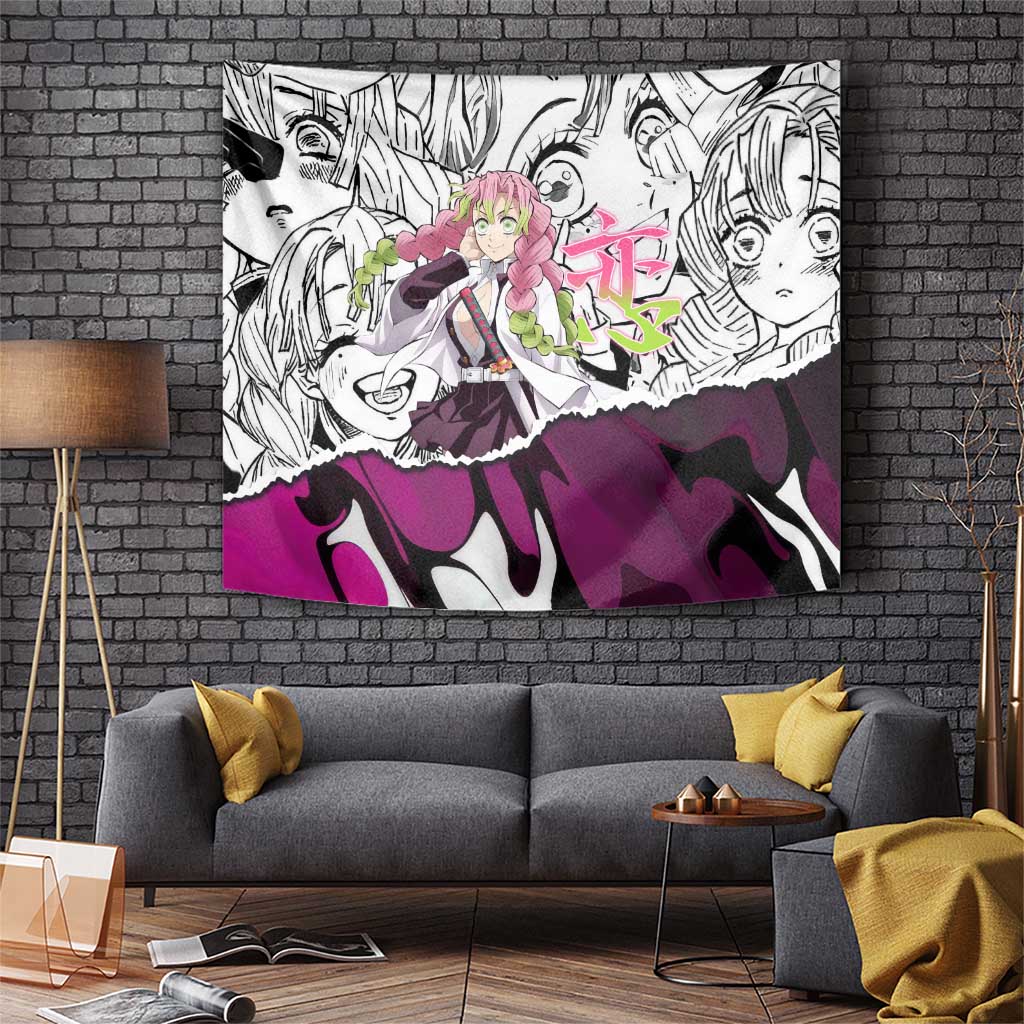 Mitsuri Kanroji Demon Slayer Manga Collage Tapestry with Pink and Purple Love Hashira Aesthetic - The Mazicc