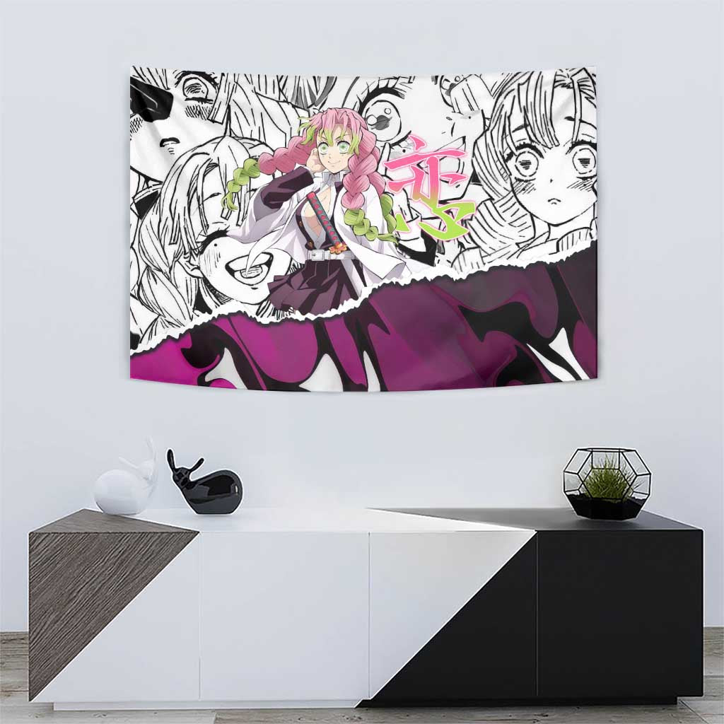 Mitsuri Kanroji Demon Slayer Manga Collage Tapestry with Pink and Purple Love Hashira Aesthetic - The Mazicc