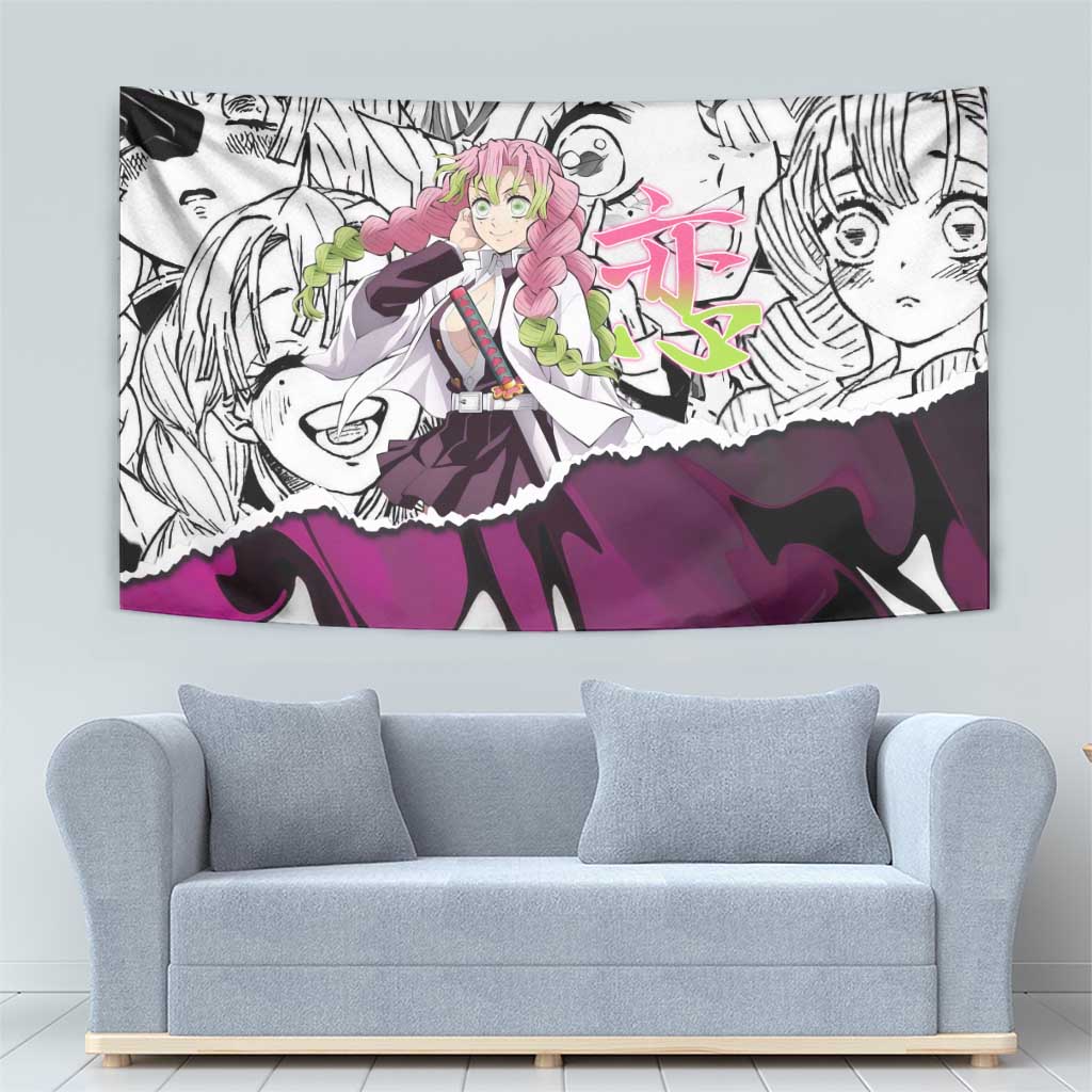 Mitsuri Kanroji Demon Slayer Manga Collage Tapestry with Pink and Purple Love Hashira Aesthetic - The Mazicc