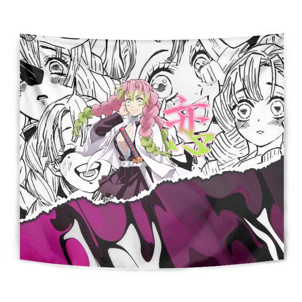 Mitsuri Kanroji Demon Slayer Manga Collage Tapestry with Pink and Purple Love Hashira Aesthetic - The Mazicc