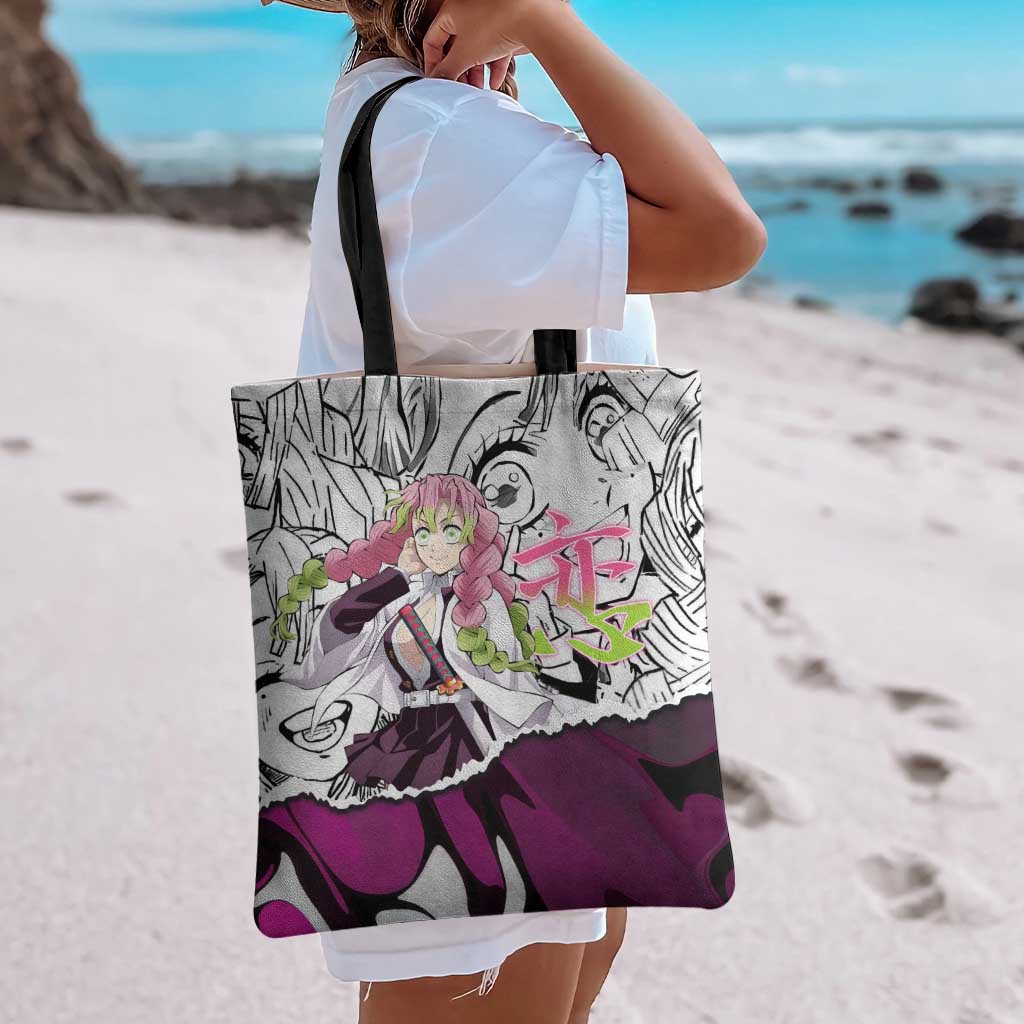 Mitsuri Kanroji Demon Slayer Manga Collage Tote Bag with Pink and Purple Love Hashira Aesthetic - The Mazicc