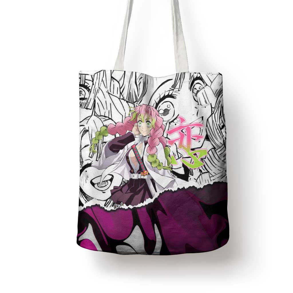 Mitsuri Kanroji Demon Slayer Manga Collage Tote Bag with Pink and Purple Love Hashira Aesthetic - The Mazicc