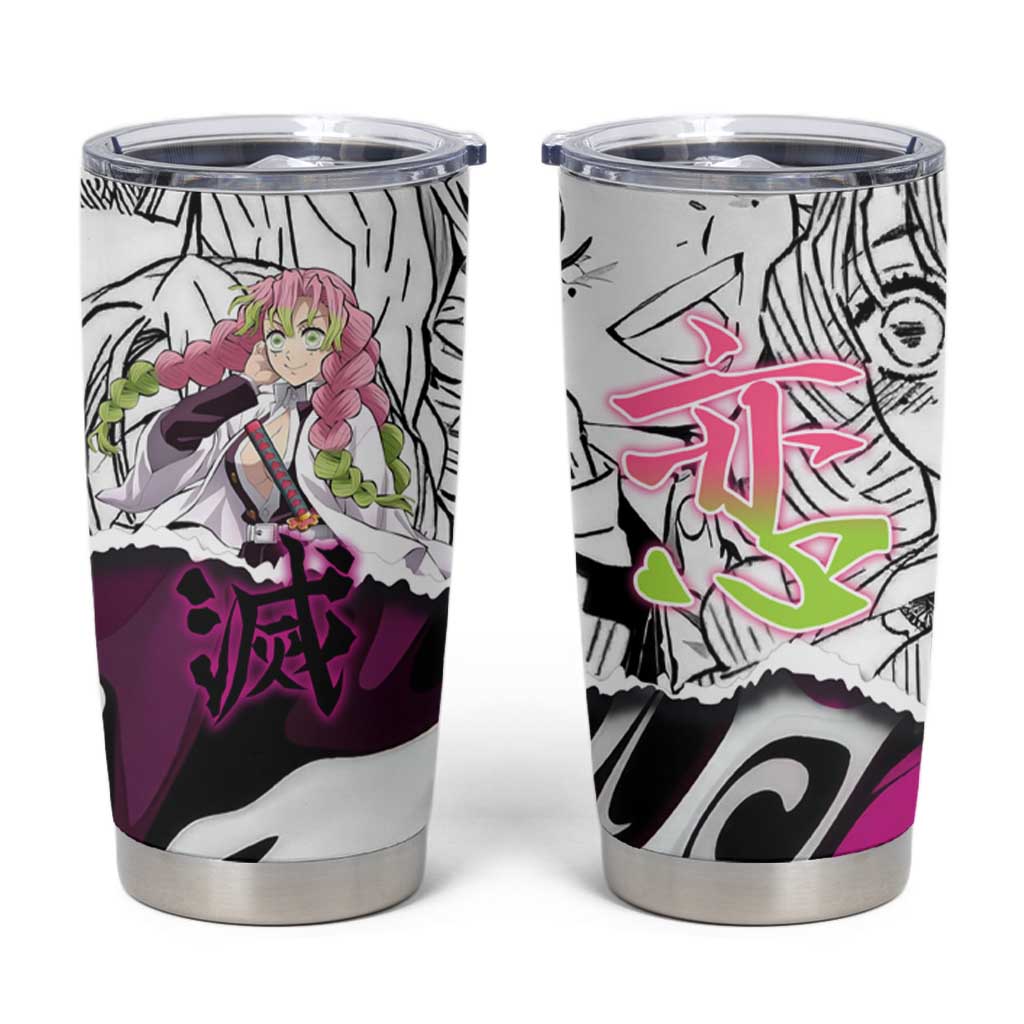 Mitsuri Kanroji Demon Slayer Manga Collage Tumbler Cup with Pink and Purple Love Hashira Aesthetic - The Mazicc