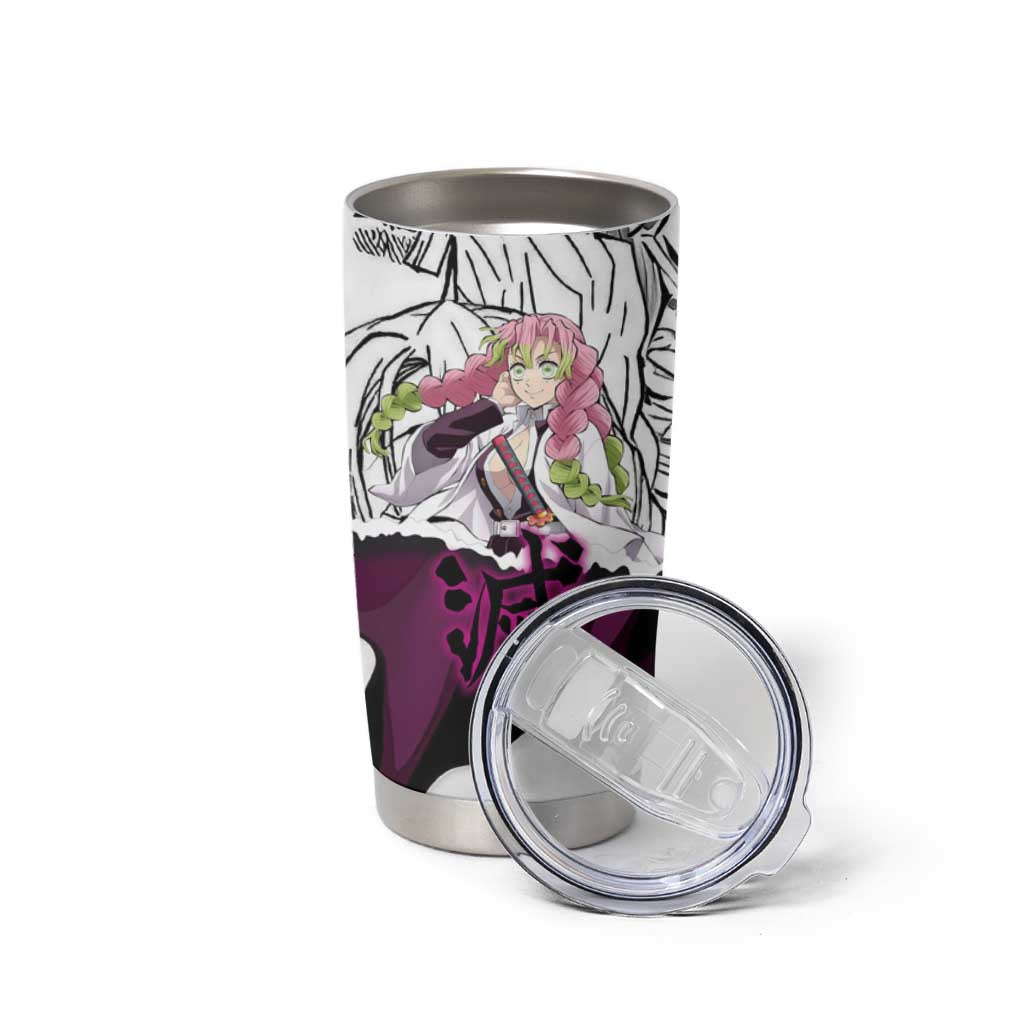 Mitsuri Kanroji Demon Slayer Manga Collage Tumbler Cup with Pink and Purple Love Hashira Aesthetic - The Mazicc