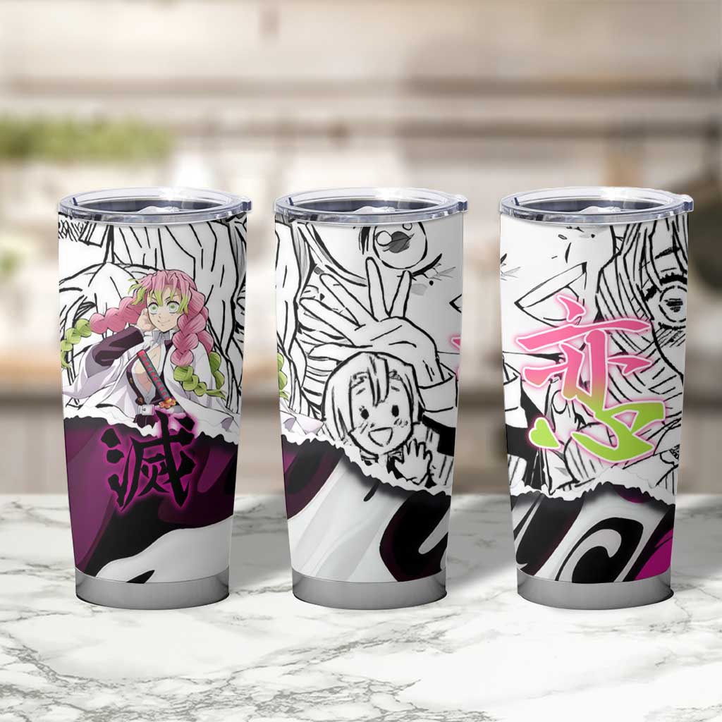 Mitsuri Kanroji Demon Slayer Manga Collage Tumbler Cup with Pink and Purple Love Hashira Aesthetic - The Mazicc