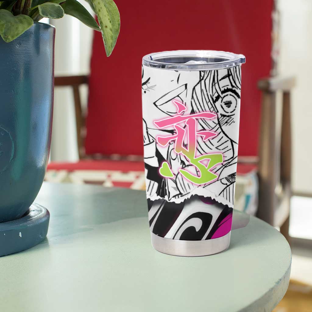 Mitsuri Kanroji Demon Slayer Manga Collage Tumbler Cup with Pink and Purple Love Hashira Aesthetic - The Mazicc