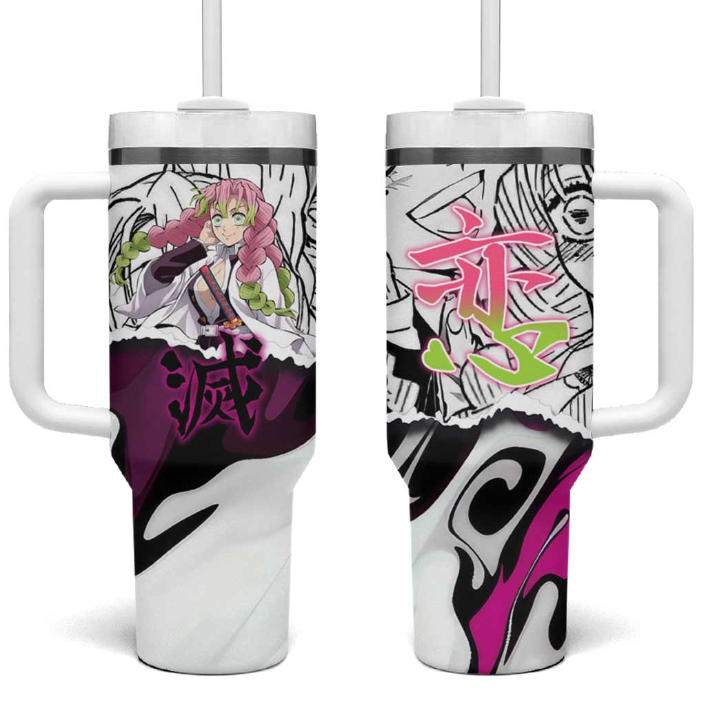 Mitsuri Kanroji Demon Slayer Manga Collage Tumbler With Handle with Pink and Purple Love Hashira Aesthetic - The Mazicc