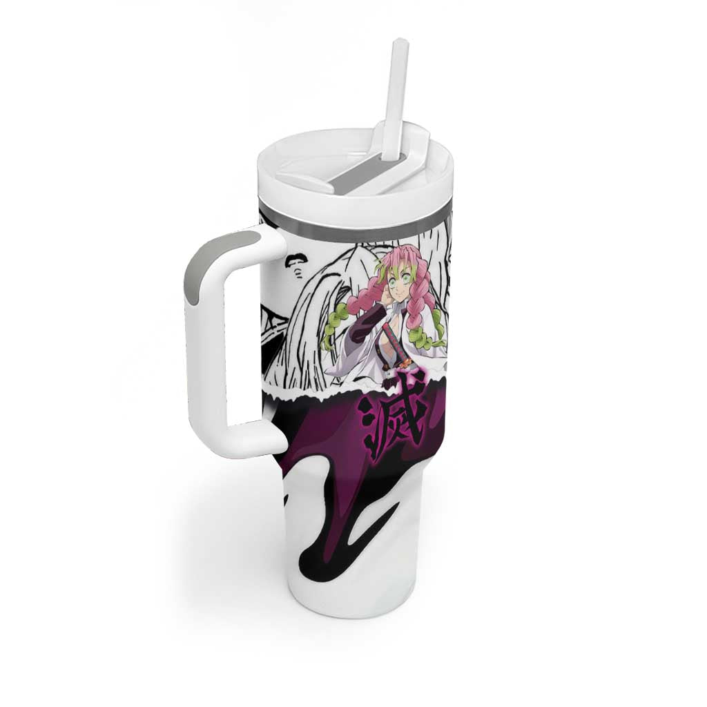 Mitsuri Kanroji Demon Slayer Manga Collage Tumbler With Handle with Pink and Purple Love Hashira Aesthetic - The Mazicc