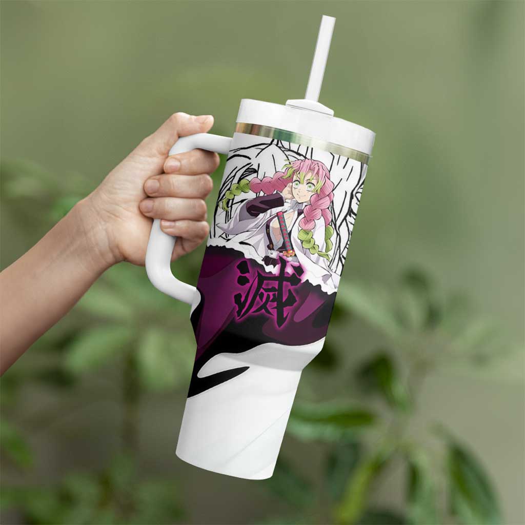 Mitsuri Kanroji Demon Slayer Manga Collage Tumbler With Handle with Pink and Purple Love Hashira Aesthetic - The Mazicc