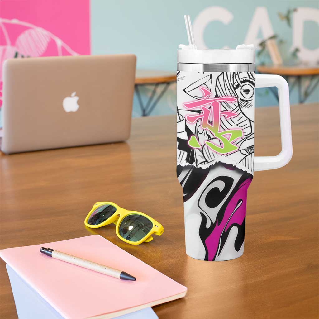 Mitsuri Kanroji Demon Slayer Manga Collage Tumbler With Handle with Pink and Purple Love Hashira Aesthetic - The Mazicc