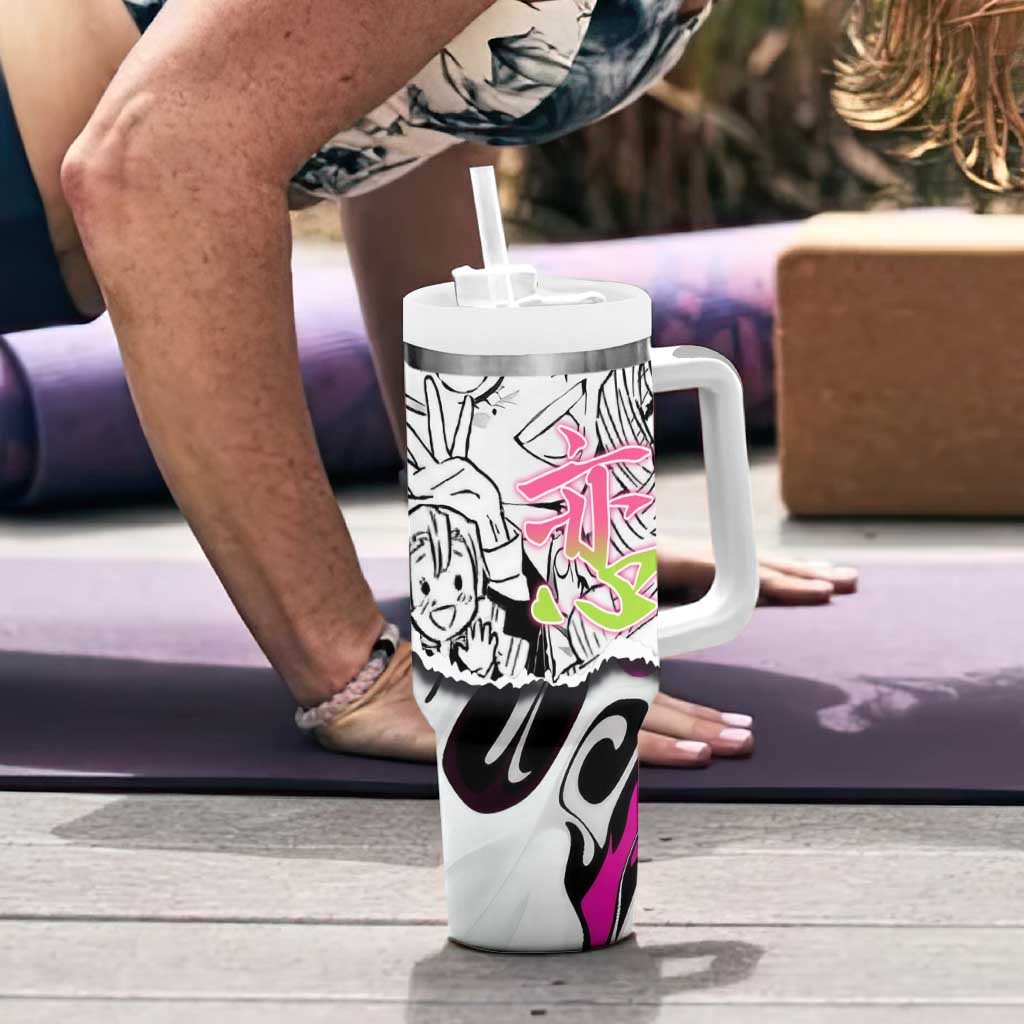 Mitsuri Kanroji Demon Slayer Manga Collage Tumbler With Handle with Pink and Purple Love Hashira Aesthetic - The Mazicc
