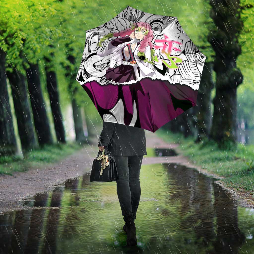 Mitsuri Kanroji Demon Slayer Manga Collage Umbrella with Pink and Purple Love Hashira Aesthetic - The Mazicc