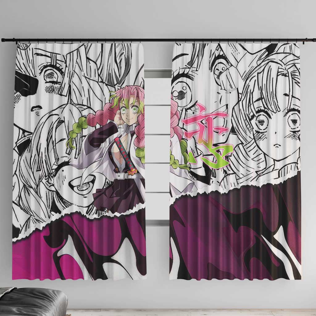 Mitsuri Kanroji Demon Slayer Manga Collage Window Curtain with Pink and Purple Love Hashira Aesthetic - The Mazicc