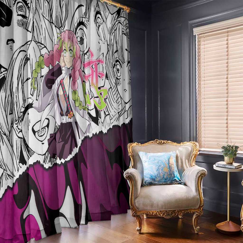 Mitsuri Kanroji Demon Slayer Manga Collage Window Curtain with Pink and Purple Love Hashira Aesthetic - The Mazicc