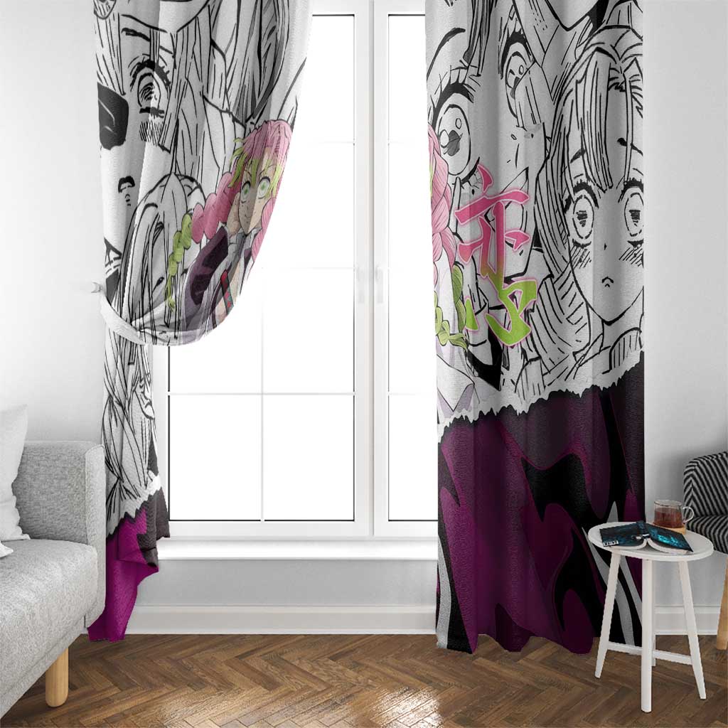 Mitsuri Kanroji Demon Slayer Manga Collage Window Curtain with Pink and Purple Love Hashira Aesthetic - The Mazicc