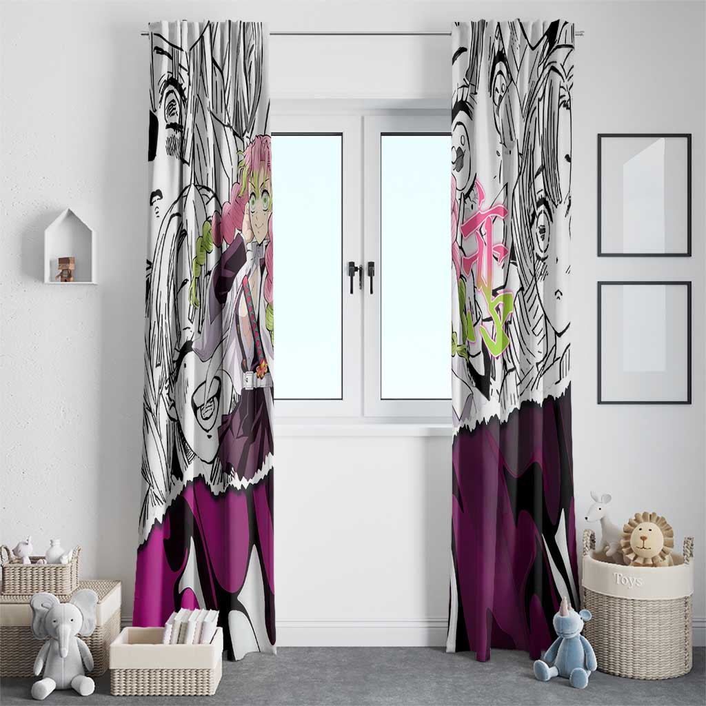 Mitsuri Kanroji Demon Slayer Manga Collage Window Curtain with Pink and Purple Love Hashira Aesthetic - The Mazicc