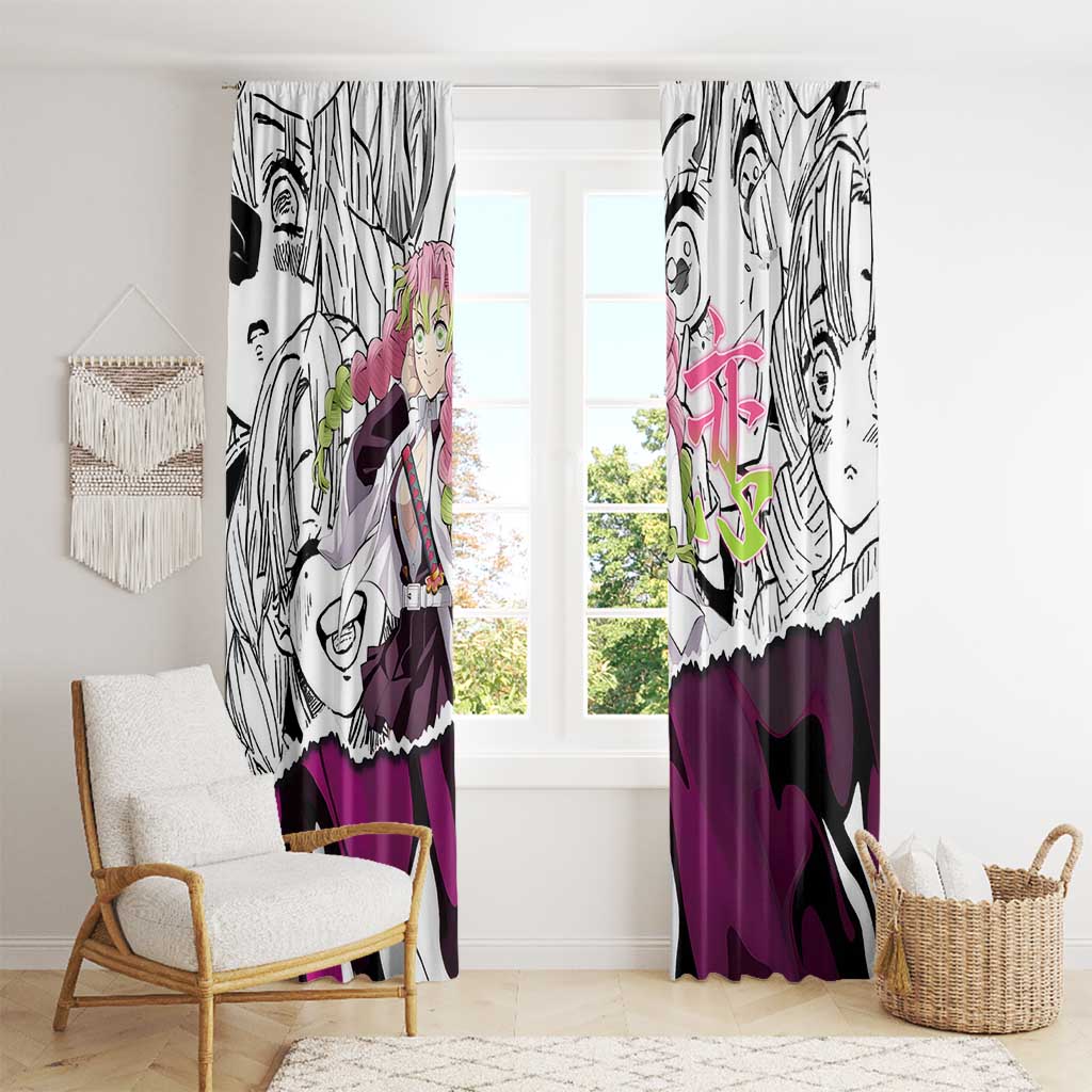 Mitsuri Kanroji Demon Slayer Manga Collage Window Curtain with Pink and Purple Love Hashira Aesthetic - The Mazicc