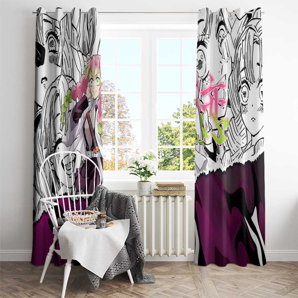 Mitsuri Kanroji Demon Slayer Manga Collage Window Curtain with Pink and Purple Love Hashira Aesthetic - The Mazicc