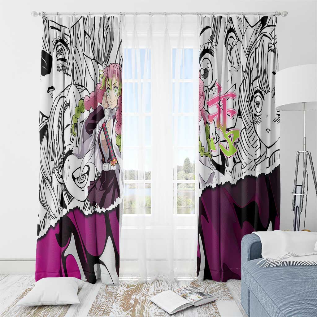 Mitsuri Kanroji Demon Slayer Manga Collage Window Curtain with Pink and Purple Love Hashira Aesthetic - The Mazicc