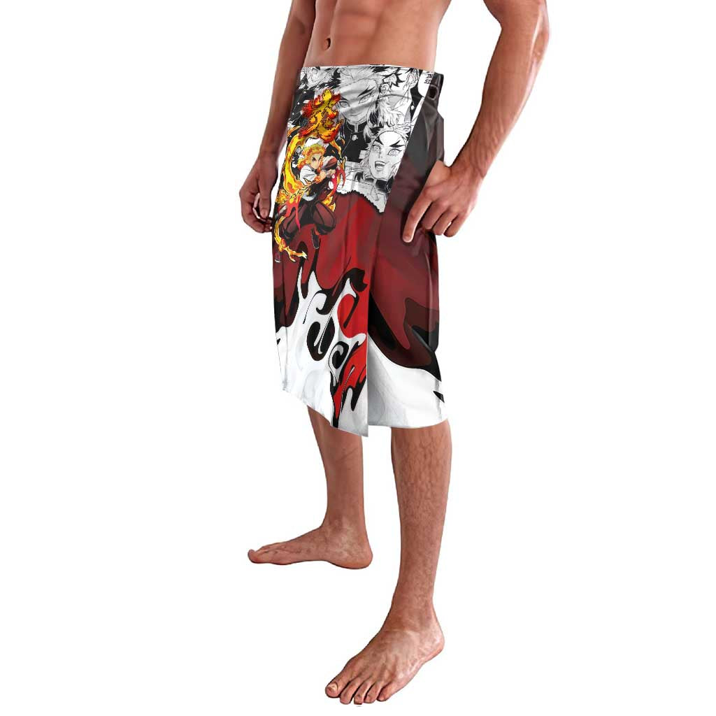 Kyojuro Rengoku Demon Slayer Flame Hashira Design Lavalava with Manga Panels and Fiery Sword Artwork - The Mazicc