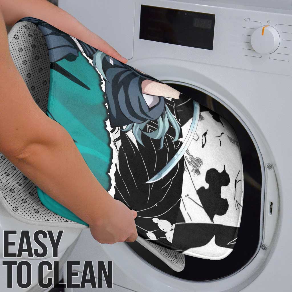 Muichiro Tokito Demon Slayer Mist Hashira Design Bathroom Set with Manga Panels and Teal Sword Art - The Mazicc