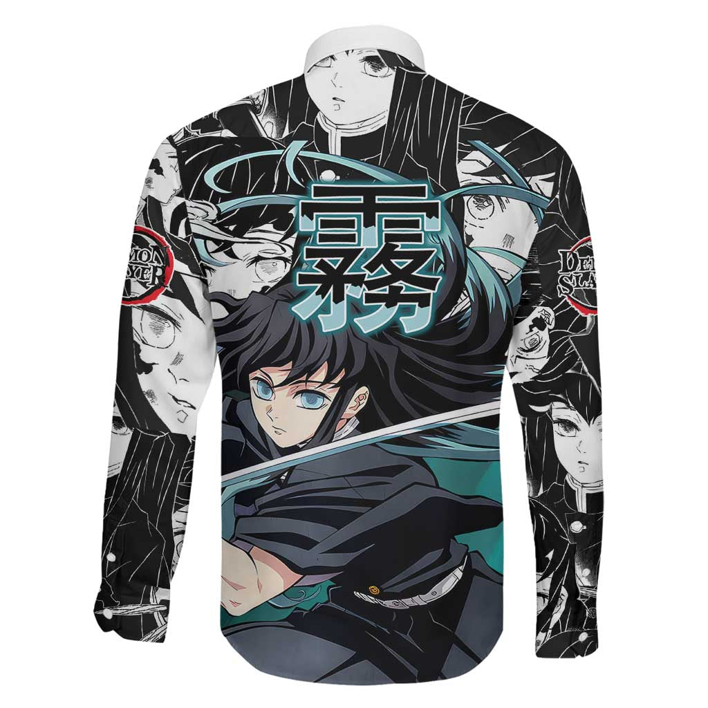 Muichiro Tokito Demon Slayer Mist Hashira Design Family Matching Mermaid Dress and Hawaiian Shirt with Manga Panels and Teal Sword Art