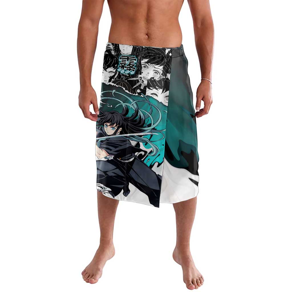 Muichiro Tokito Demon Slayer Mist Hashira Design Lavalava with Manga Panels and Teal Sword Art - The Mazicc