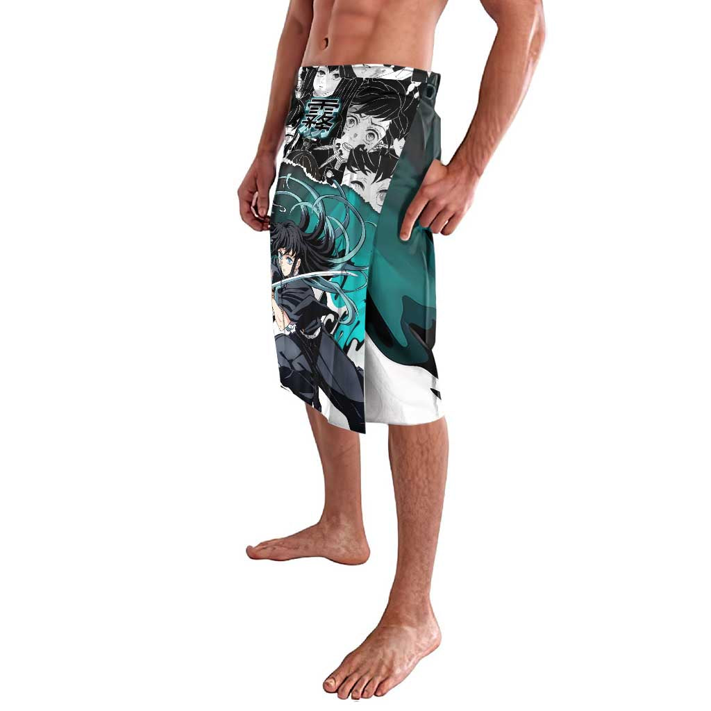 Muichiro Tokito Demon Slayer Mist Hashira Design Lavalava with Manga Panels and Teal Sword Art - The Mazicc