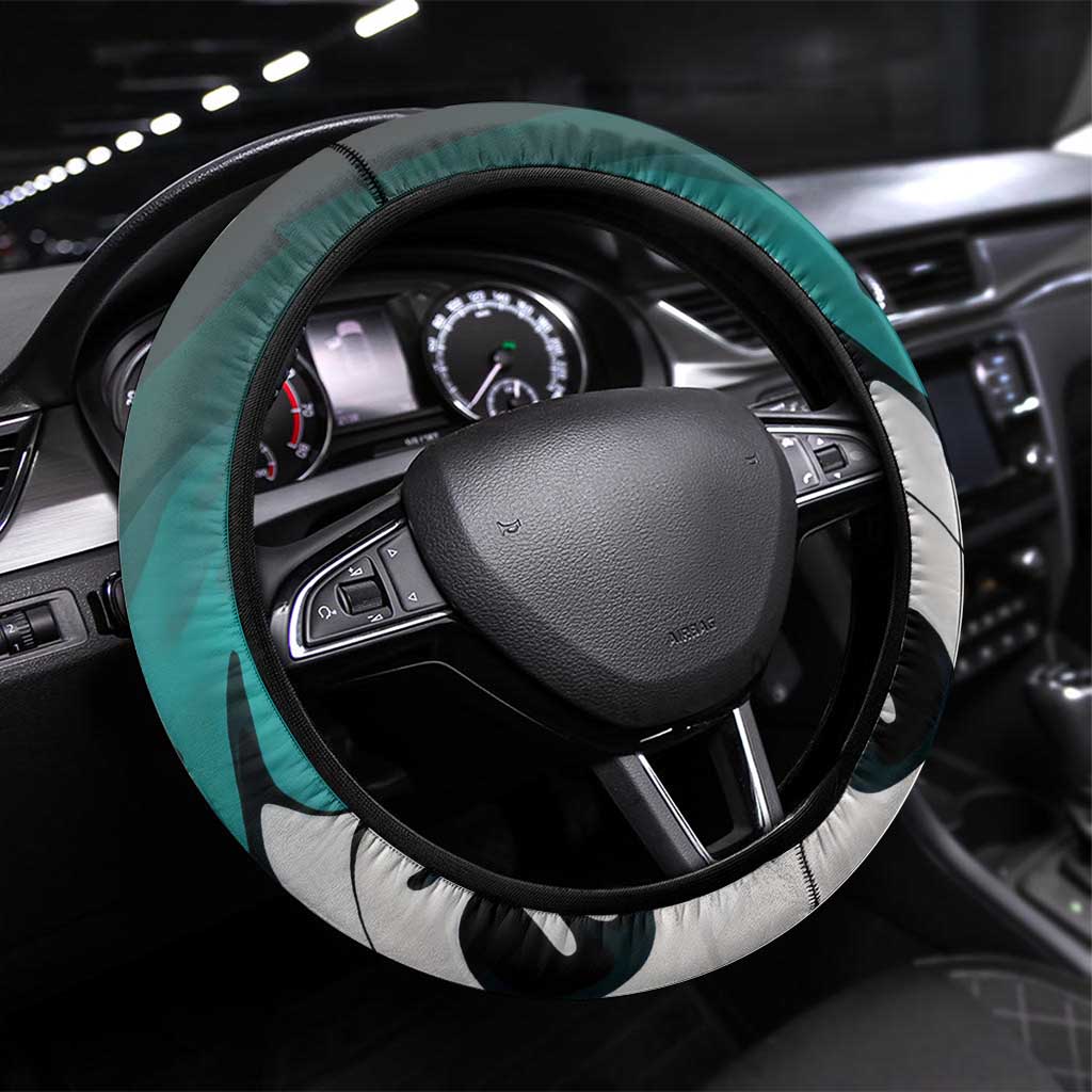 Muichiro Tokito Demon Slayer Mist Hashira Design Steering Wheel Cover with Manga Panels and Teal Sword Art - The Mazicc