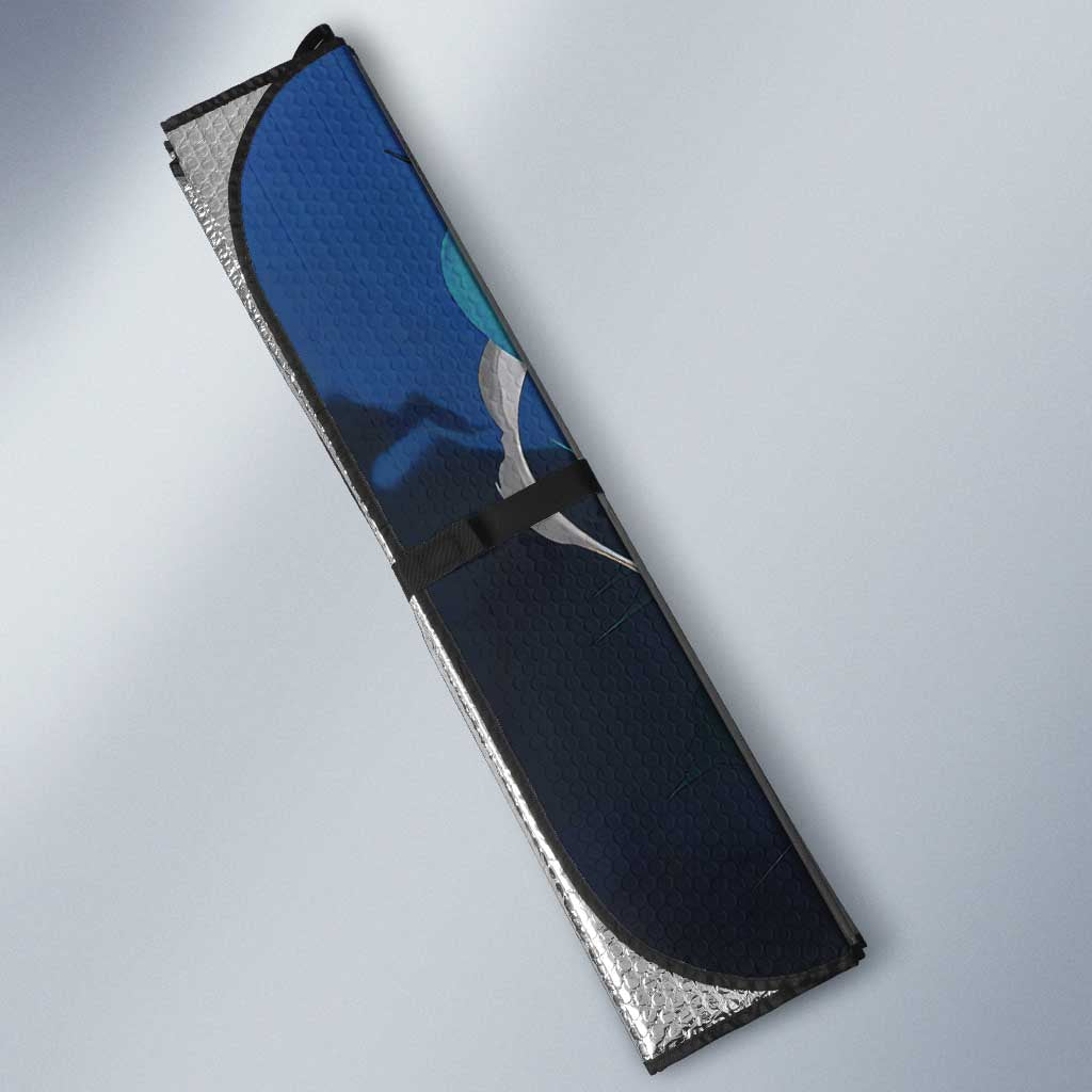Inosuke Demon Slayer Blue and Black Theme Auto Sun Shade with Boar Mask and Manga Collage Action Design - The Mazicc