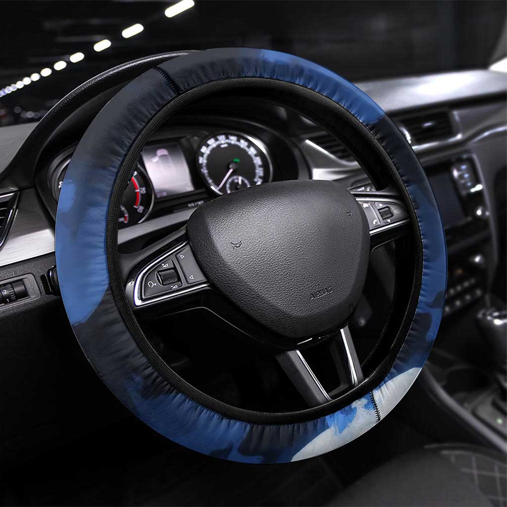 Inosuke Demon Slayer Blue and Black Theme Steering Wheel Cover with Boar Mask and Manga Collage Action Design - The Mazicc