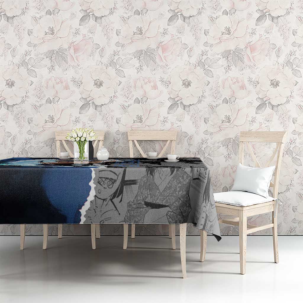 Inosuke Demon Slayer Blue and Black Theme Tablecloth with Boar Mask and Manga Collage Action Design - The Mazicc