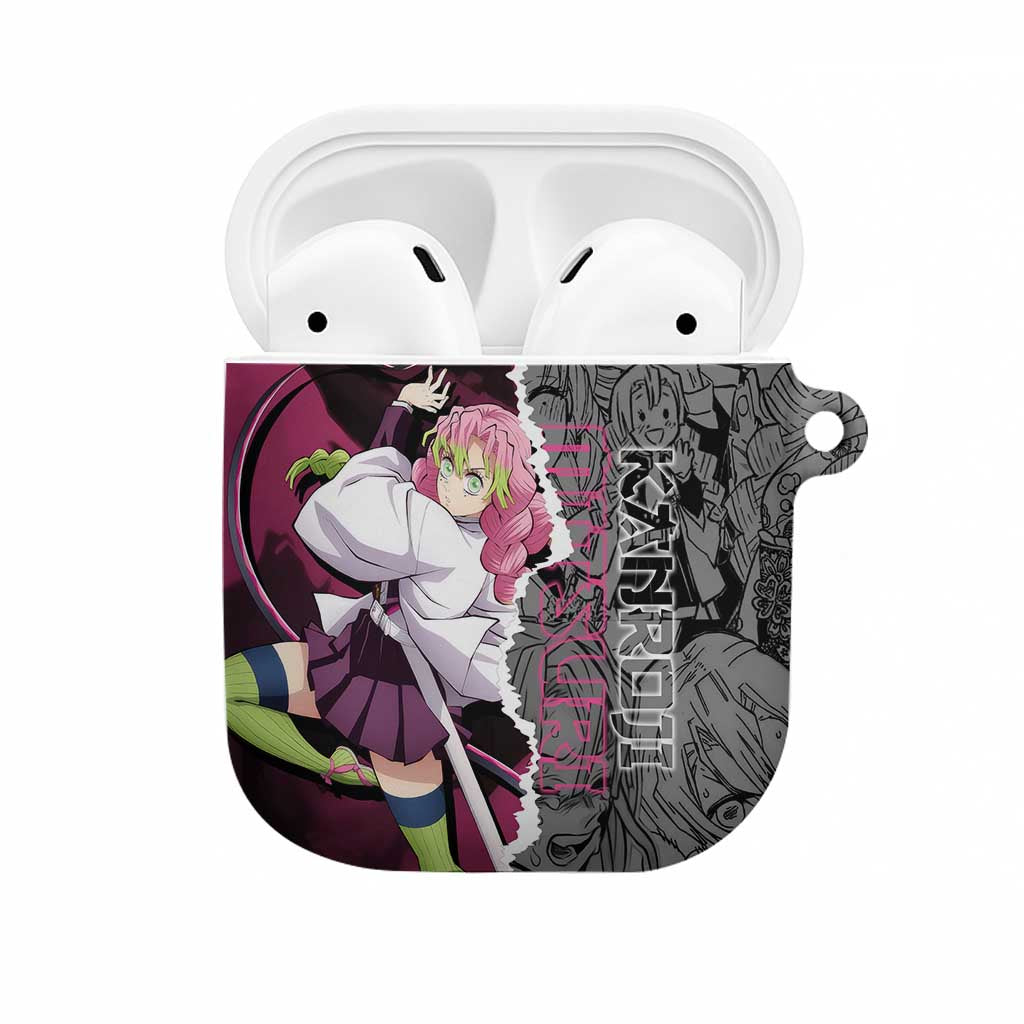 Mitsuri Kanroji Demon Slayer Pink and Black Design AirPods Case with Manga Panels and Love Hashira Theme - The Mazicc