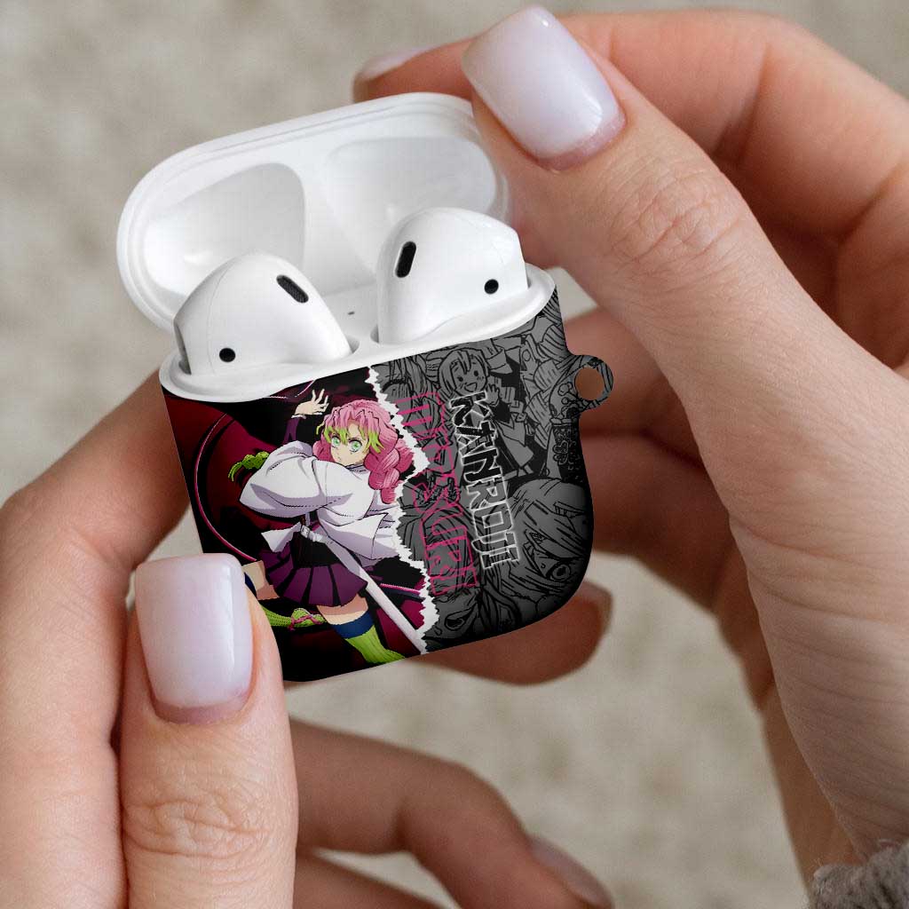 Mitsuri Kanroji Demon Slayer Pink and Black Design AirPods Case with Manga Panels and Love Hashira Theme - The Mazicc