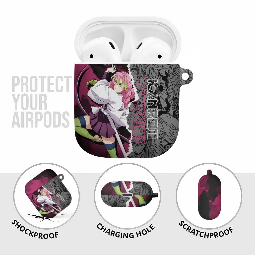 Mitsuri Kanroji Demon Slayer Pink and Black Design AirPods Case with Manga Panels and Love Hashira Theme - The Mazicc