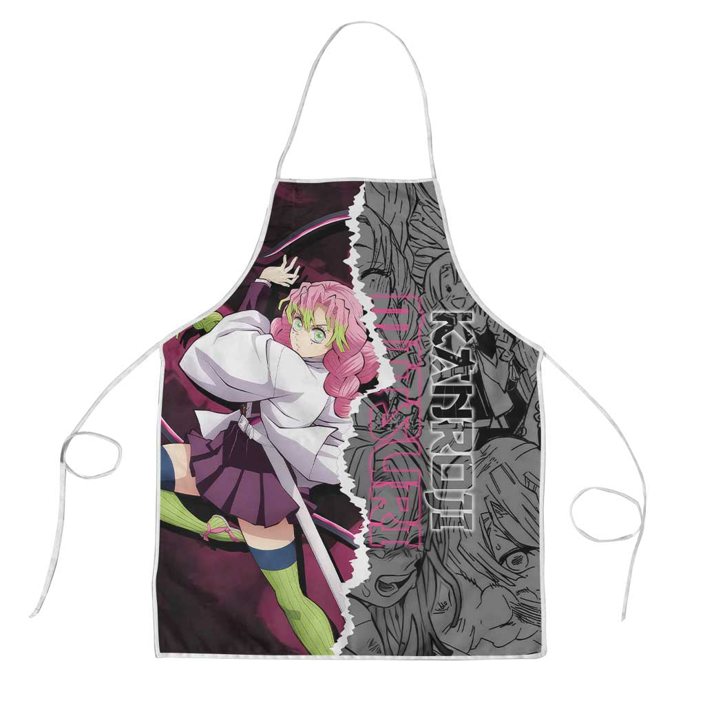 Mitsuri Kanroji Demon Slayer Pink and Black Design Apron with Manga Panels and Love Hashira Theme - The Mazicc