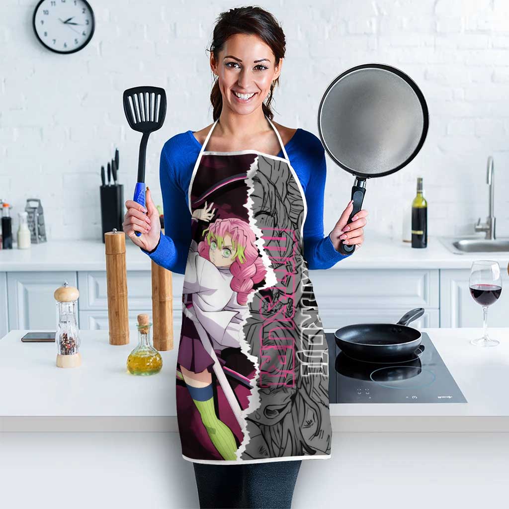 Mitsuri Kanroji Demon Slayer Pink and Black Design Apron with Manga Panels and Love Hashira Theme - The Mazicc