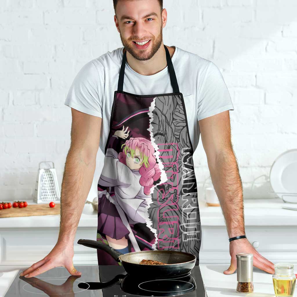 Mitsuri Kanroji Demon Slayer Pink and Black Design Apron with Manga Panels and Love Hashira Theme - The Mazicc