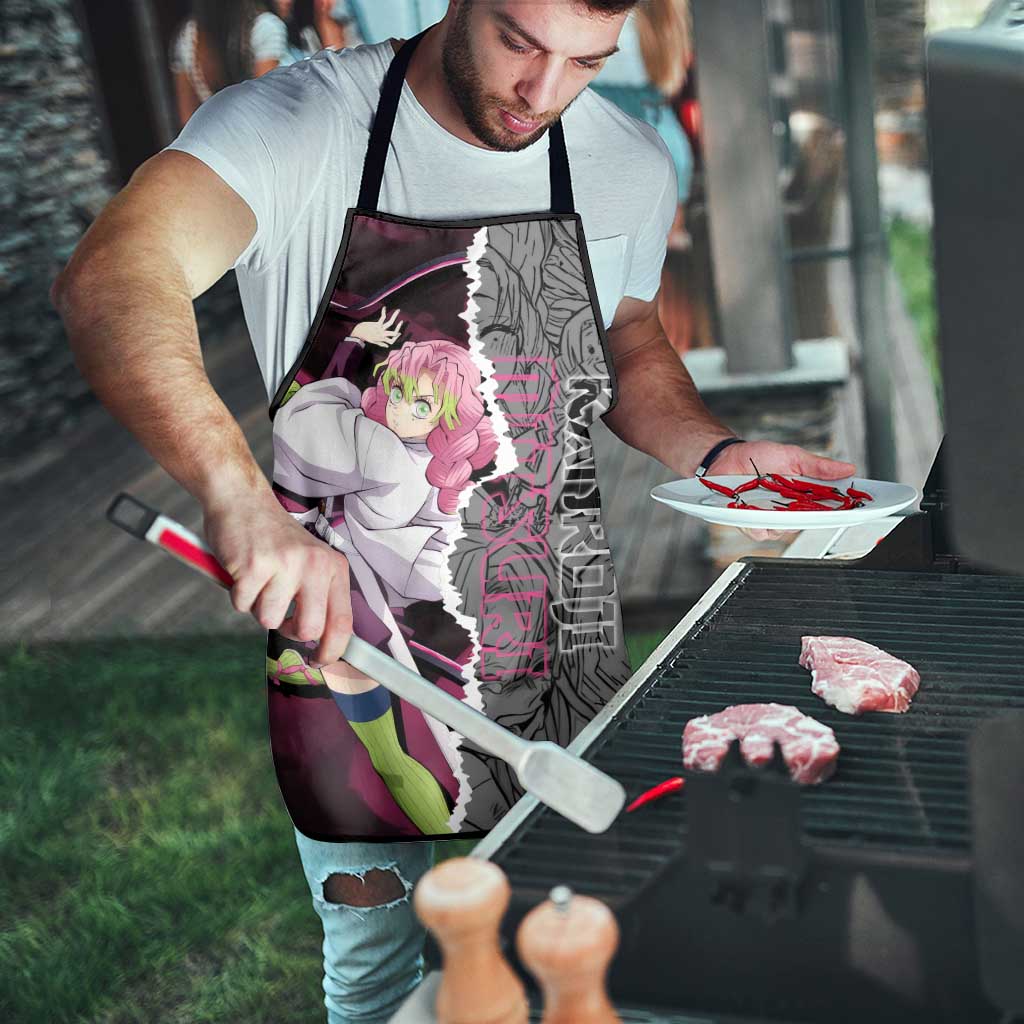 Mitsuri Kanroji Demon Slayer Pink and Black Design Apron with Manga Panels and Love Hashira Theme - The Mazicc