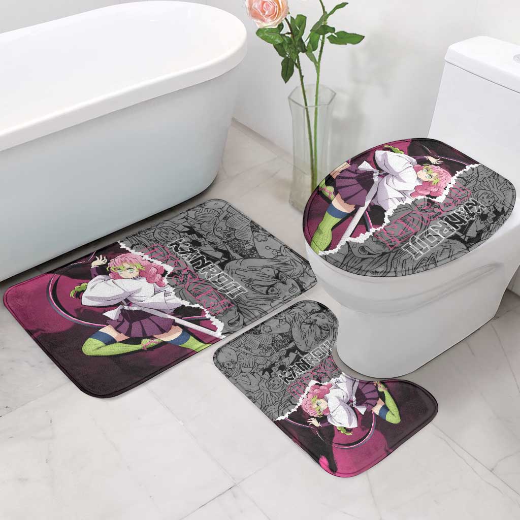 Mitsuri Kanroji Demon Slayer Pink and Black Design Bathroom Set with Manga Panels and Love Hashira Theme - The Mazicc