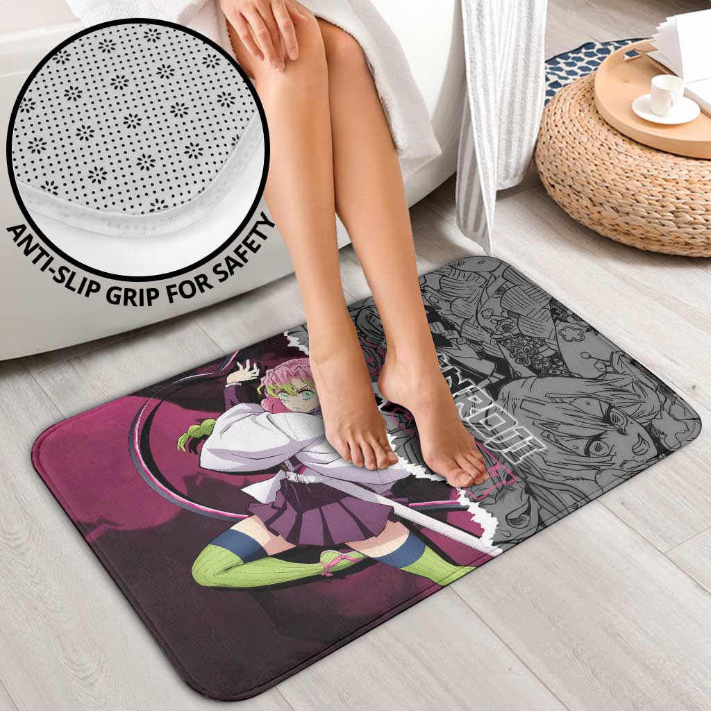 Mitsuri Kanroji Demon Slayer Pink and Black Design Bathroom Set with Manga Panels and Love Hashira Theme - The Mazicc
